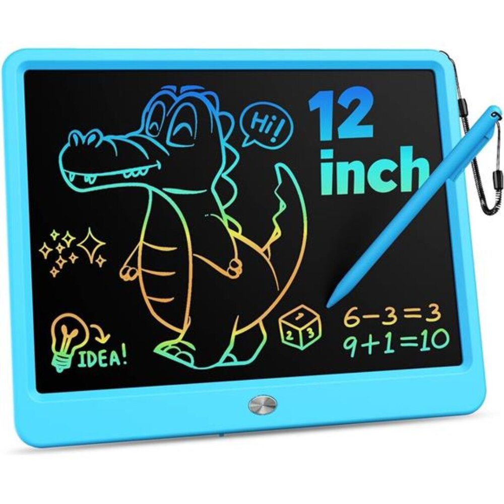 12 Inch LCD Writing Tablet with Anti-Lost Stylus, Erasable Doodle Board Colorful